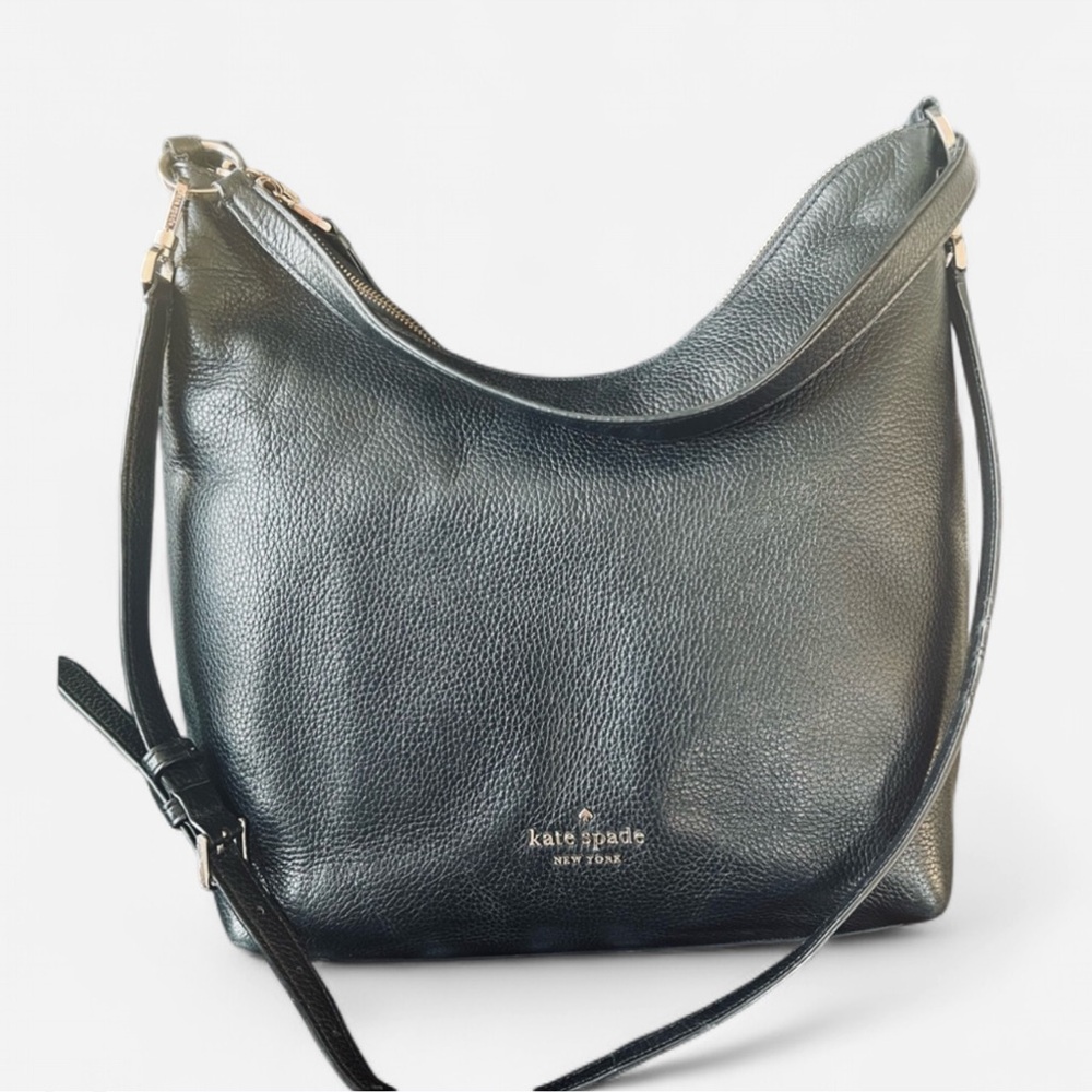 kate spade Black Pebbled Leather Hobo with Gold Hardware